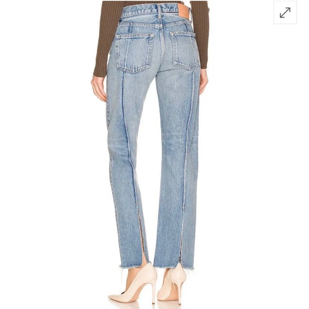 Moussy Siena Straight Blue Jeans Raw Split Hem Women’s Size 25 EUC